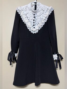 Daisy Victorian Gothic Lace & Ribbon Korean Made Mini Dress